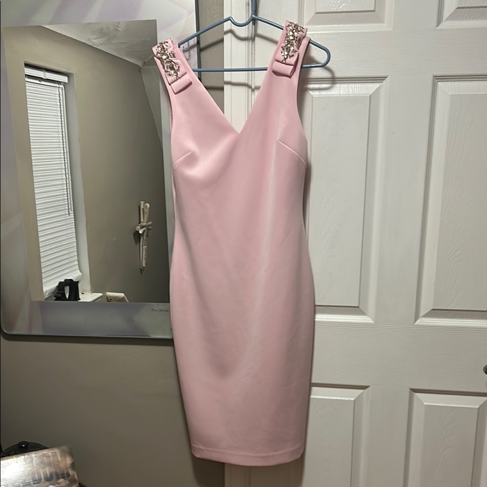Ted Baker London Pink Sheath Midi Dress V-Neck Sleeveless